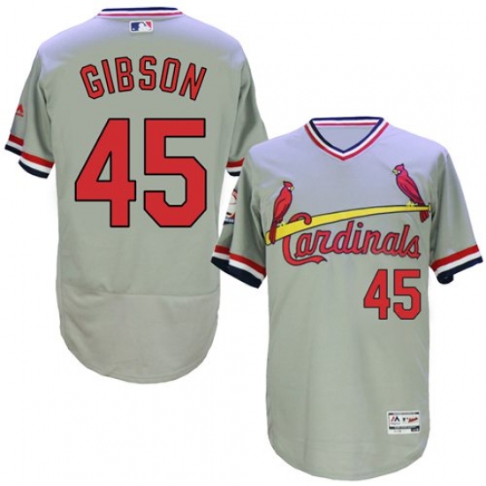 Men's Majestic St. Louis Cardinals #45 Bob Gibson Grey Flexbase Authentic Collection Cooperstown MLB Jersey - Ujersey
