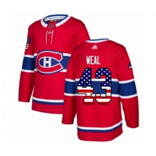 Men's Montreal Canadiens #43 Jordan Weal Authentic Red USA Flag Fashion Hockey Jersey - Ujersey