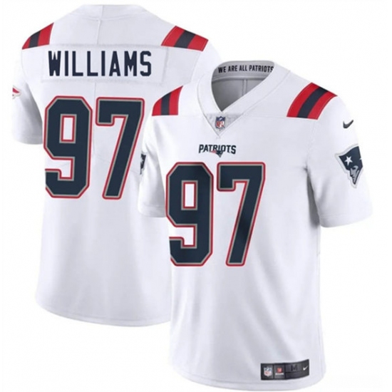 Men's New England Patriots #97 Milton Williams White 2025 Vapor Limited Football Stitched Jersey - Ujersey