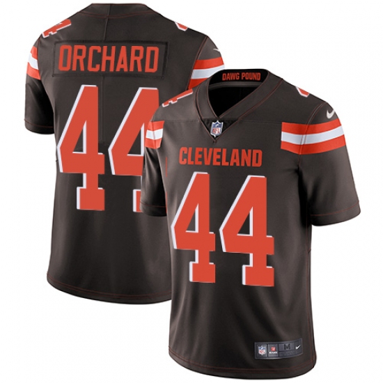 Men's Nike Cleveland Browns #44 Nate Orchard Brown Team Color Vapor Untouchable Limited Player NFL Jersey - Ujersey