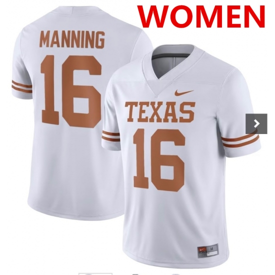 Women's Texas Longhorns #16 Arch Manning White Stitched Jersey