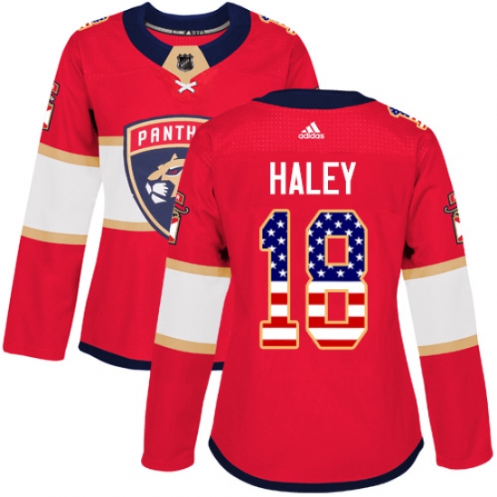 Women's Adidas Florida Panthers #18 Micheal Haley Authentic Red USA Flag Fashion NHL Jersey - Ujersey