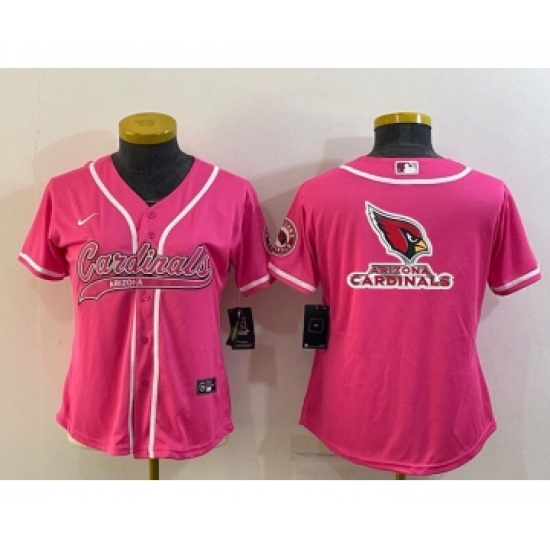 Women's Arizona Cardinals Pink Team Big Logo With Patch Cool Base Stitched Baseball Jersey - Ujersey