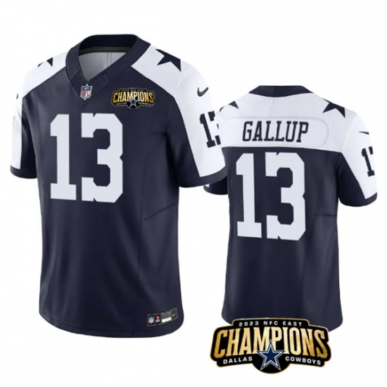 Men's Dallas Cowboys #13 Michael Gallup Navy White 2023 F.U.S.E. NFC East Champions Football Stitched Jersey - Ujersey
