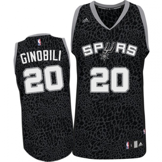 Men's Adidas San Antonio Spurs #20 Manu Ginobili Authentic Black Crazy Light NBA Jersey - Ujersey