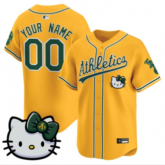 Men's Oakland Athletics Active Player Custom Gold Hello Kitty Vapor Premier Limited Stitched Baseball Jersey - Ujersey
