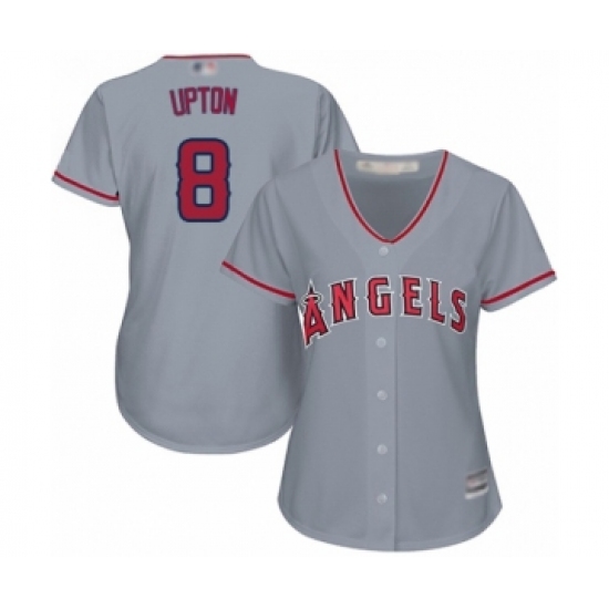Women's Los Angeles Angels of Anaheim #8 Justin Upton Authentic Grey Road Cool Base Baseball Jersey - Ujersey