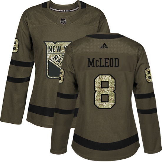 Women's Adidas New York Rangers #8 Cody McLeod Authentic Green Salute to Service NHL Jersey - Ujersey