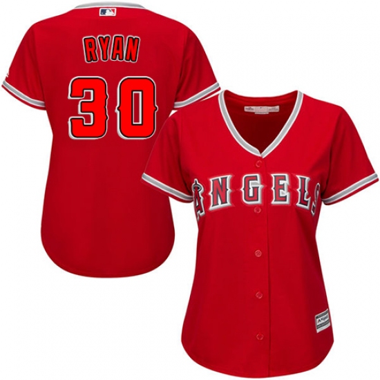 Women's Majestic Los Angeles Angels of Anaheim #30 Nolan Ryan Authentic Red Alternate MLB Jersey - Ujersey