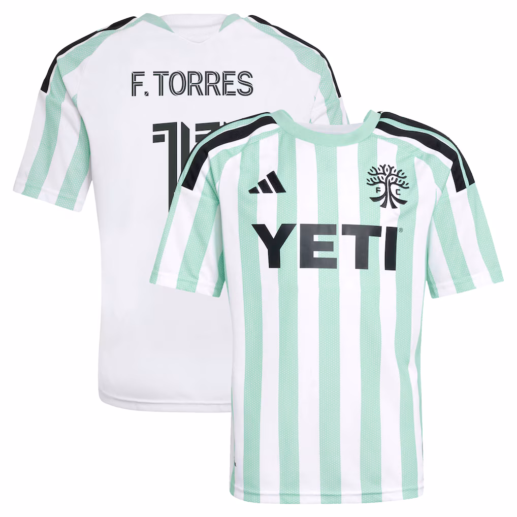Youth Austin FC Facundo Torres adidas White 2026 The Rooted Kit Replica Jersey - ujerseystore