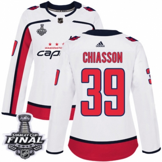 Women's Adidas Washington Capitals #39 Alex Chiasson Authentic White Away 2018 Stanley Cup Final NHL Jersey - Ujersey