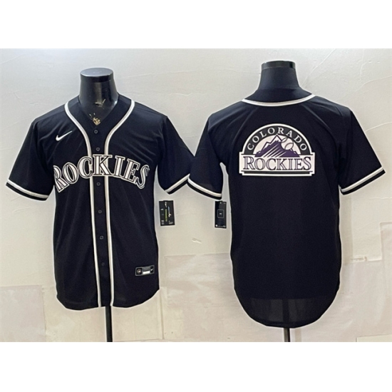 Men's Colorado Rockies Team Big Logo 2026 Fashion Replica Black Out Stitched Baseball Jersey - Ujersey