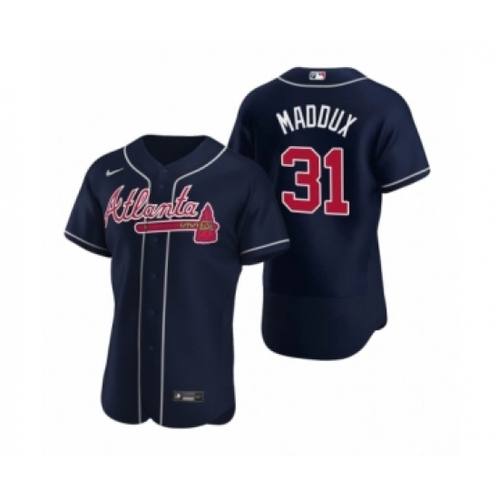 Men's Atlanta Braves #31 Greg Maddux Nike Navy Authentic 2020 Alternate Jersey