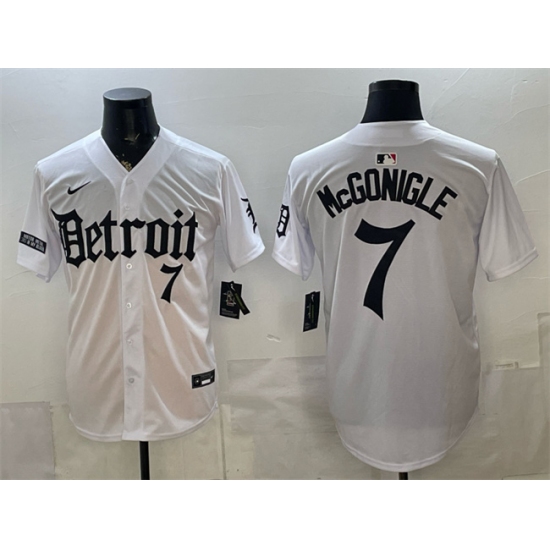 Men's Detroit Tigers #7 Kevin McGonigle 2026 White 'Motor Gothic Edition' Vapor Premier Limited Stitched Baseball Jersey