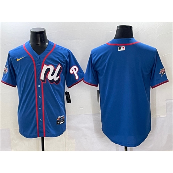 Men's National League Philadelphia Phillies Blank Blue 2025 All-Star Edition Limited Stitched Baseball Jersey - Ujersey