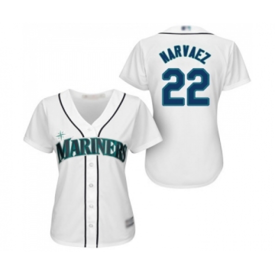 Women's Seattle Mariners #22 Omar Narvaez Replica White Home Cool Base Baseball Jersey - Ujersey
