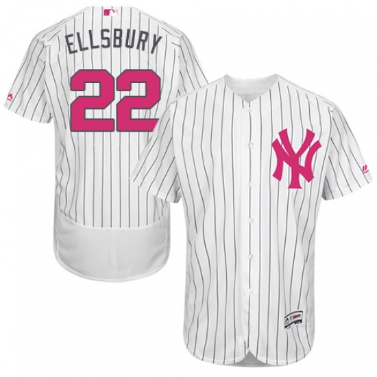 Men's Majestic New York Yankees #22 Jacoby Ellsbury Authentic White 2016 Mother's Day Fashion Flex Base MLB Jersey - Ujersey