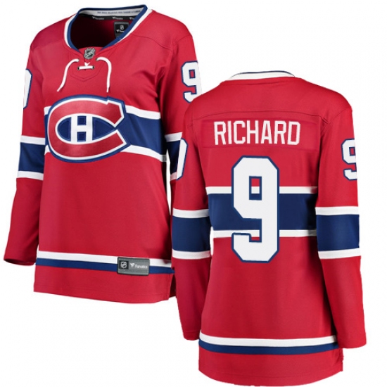 Women's Montreal Canadiens #9 Maurice Richard Authentic Red Home Fanatics Branded Breakaway NHL Jersey - Ujersey