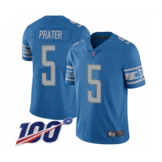 Men's Detroit Lions #5 Matt Prater Blue Team Color Vapor Untouchable Limited Player 100th Season Football Jersey - Ujersey