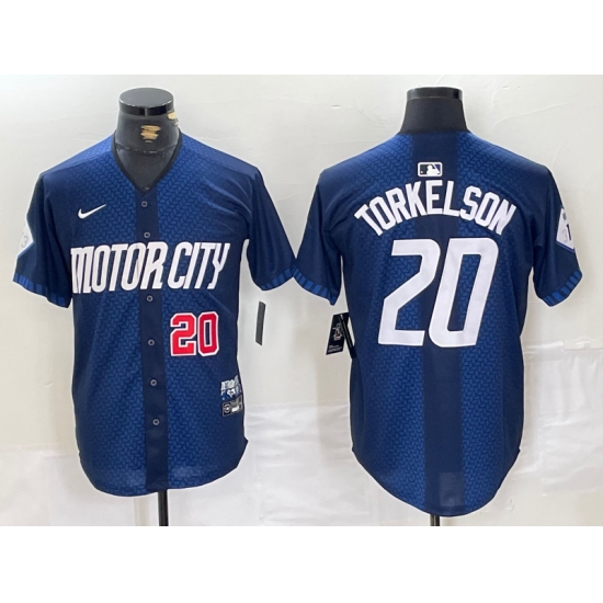 Men's Detroit Tigers #20 Spencer Torkelson Number 2024 Navy City Connect Cool Base Limited Stitched Jersey1 - Ujersey