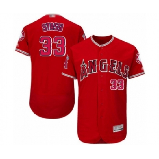 Men's Los Angeles Angels of Anaheim #33 Max Stassi Red Alternate Flex Base Authentic Collection Baseball Player Jersey - Ujersey
