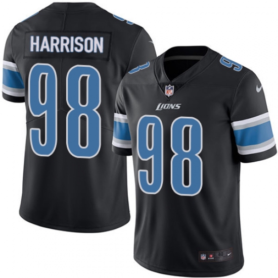 Men's Nike Detroit Lions #98 Damon Harrison Limited Black Rush Vapor Untouchable NFL Jersey - Ujersey