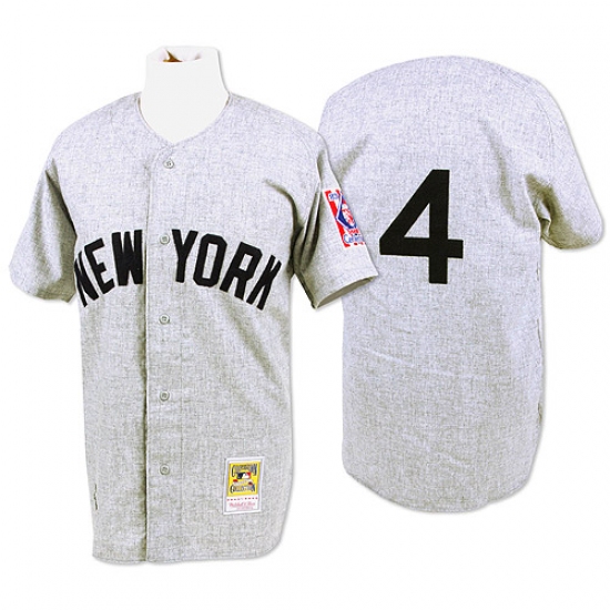 Men's Mitchell and Ness 1939 New York Yankees #4 Lou Gehrig Replica Grey Throwback MLB Jersey - Ujersey