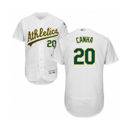 Men's Oakland Athletics #20 Mark Canha White Home Flex Base Authentic Collection Baseball Player Jersey - Ujersey