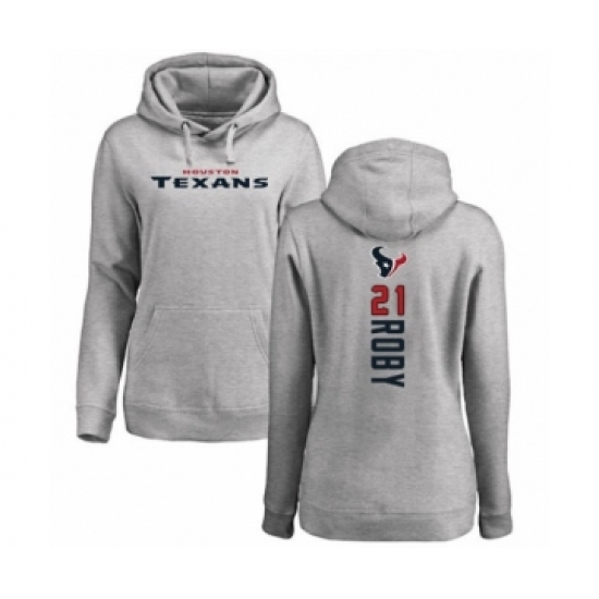 Football Women's Houston Texans #21 Bradley Roby Ash Backer Pullover Hoodie - Ujersey