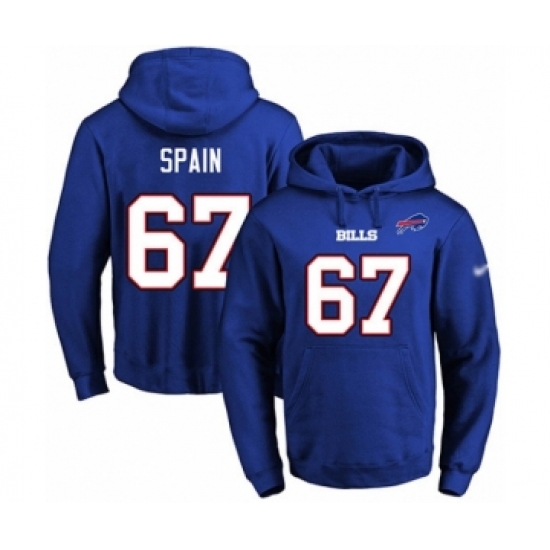 Football Men's Buffalo Bills #67 Quinton Spain Royal Blue Name & Number Pullover Hoodie - Ujersey