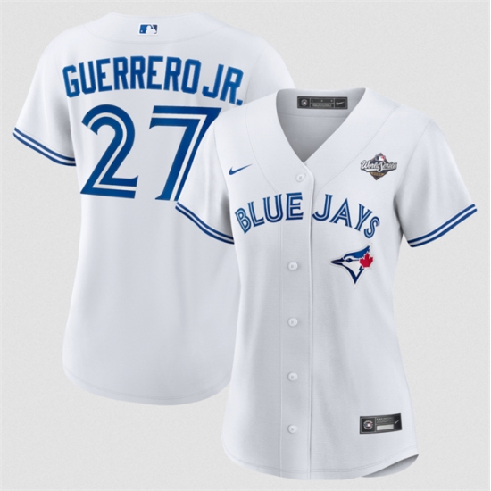 Women's Toronto Blue Jays #27 Vladimir Guerrero Jr. White 2025 World Series Home Cool Base Stitched Baseball Jersey(Run Small) - Ujersey