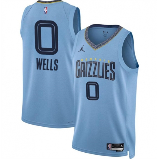 Men's Memphis Grizzlies #0 Jaylen Wells Blue 2024 Draft Statement Edition Stitched Jersey - Ujersey