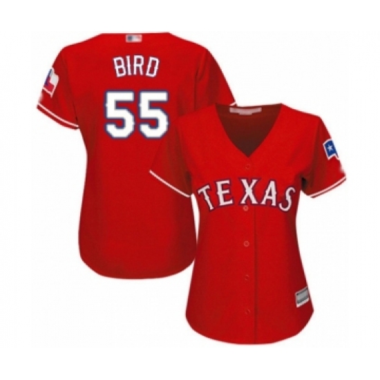 Women's Texas Rangers #55 Kyle Bird Authentic Red Alternate Cool Base Baseball Player Jersey - Ujersey