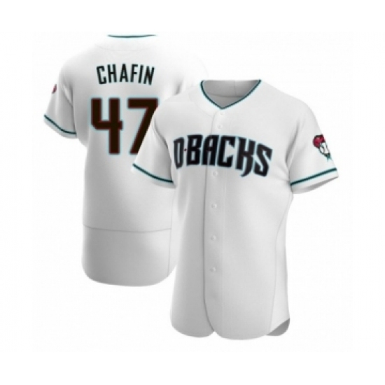 Men's Andrew Chafin #47 Arizona Diamondbacks Authentic White Teal Alternate Jersey - Ujersey