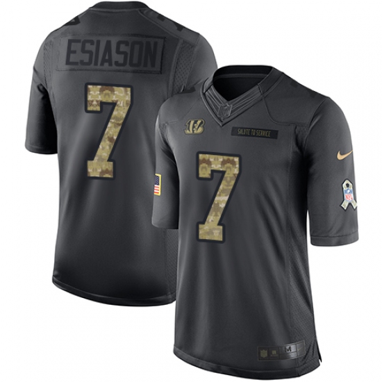 Youth Nike Cincinnati Bengals #7 Boomer Esiason Limited Black 2016 Salute to Service NFL Jersey - Ujersey