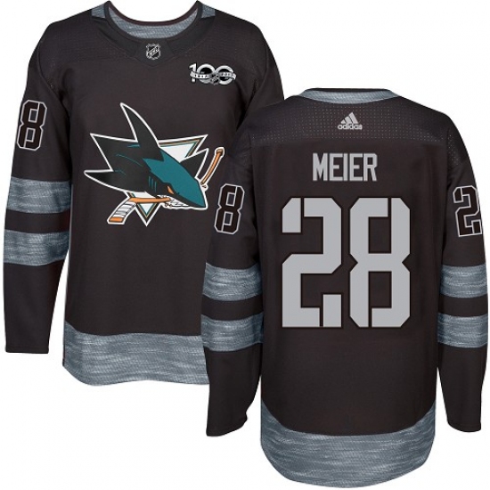 Men's Adidas San Jose Sharks #28 Timo Meier Authentic Black 1917-2017 100th Anniversary NHL Jersey - Ujersey