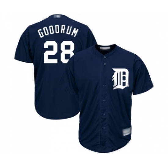Men's Detroit Tigers #28 Niko Goodrum Replica Navy Blue Alternate Cool Base Baseball Jersey - Ujersey