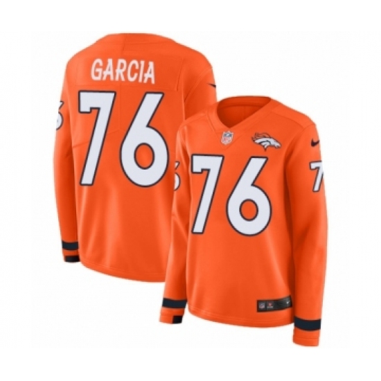 Women's Nike Denver Broncos #76 Max Garcia Limited Orange Therma Long Sleeve NFL Jersey - Ujersey