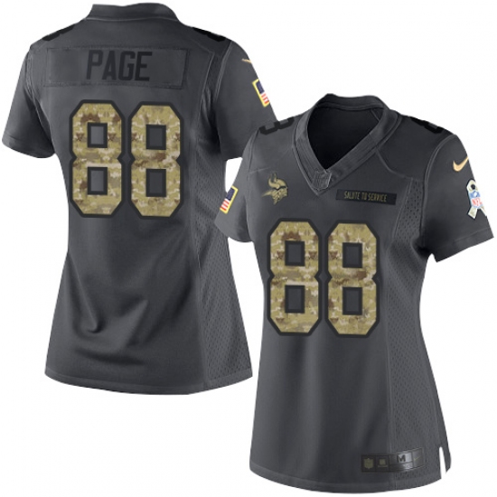 Women's Nike Minnesota Vikings #88 Alan Page Limited Black 2016 Salute to Service NFL Jersey - Ujersey