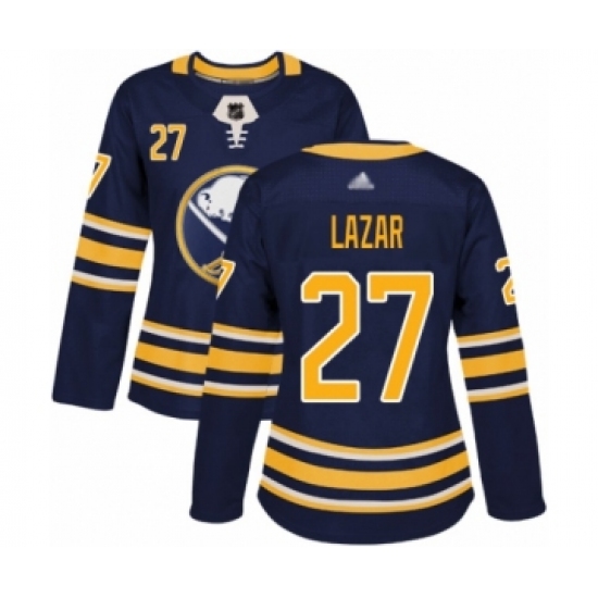 Women's Buffalo Sabres #27 Curtis Lazar Authentic Navy Blue Home Hockey Jersey - Ujersey