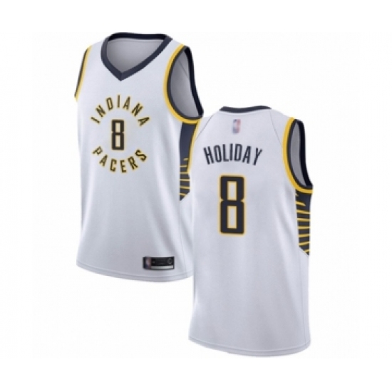 Men's Indiana Pacers #8 Justin Holiday Authentic White Basketball Jersey - Association Edition - Ujersey
