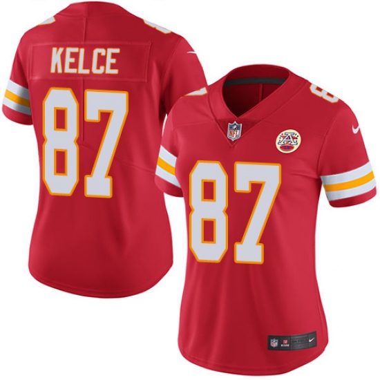 Women's Nike Kansas City Chiefs #87 Travis Kelce Red Team Color Vapor Untouchable Limited Player NFL Jersey - Ujersey