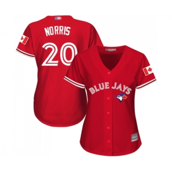Women's Toronto Blue Jays #20 Bud Norris Replica Scarlet Alternate Baseball Jersey - Ujersey
