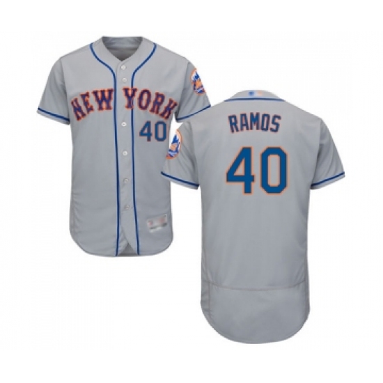 Men's New York Mets #40 Wilson Ramos Grey Road Flex Base Authentic Collection Baseball Jersey - Ujersey