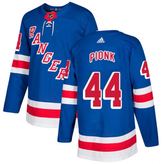 Men's Adidas New York Rangers #44 Neal Pionk Royal Blue Home Authentic Stitched NHL Jersey - Ujersey