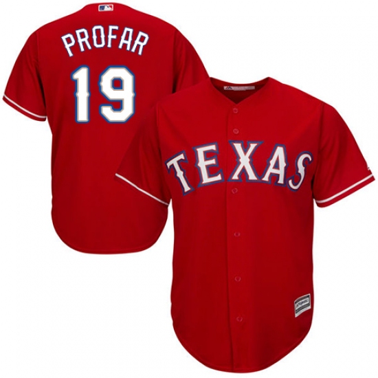 Men's Majestic Texas Rangers #19 Jurickson Profar Replica Red Alternate Cool Base MLB Jersey