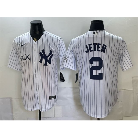 Men's New York Yankees x KAWS #2 Derek Jeter White Stadium Stitched Baseball Jersey - Ujersey