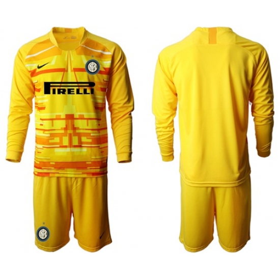 Inter Milan Blank Yellow Goalkeeper Long Sleeves Soccer Club Jersey