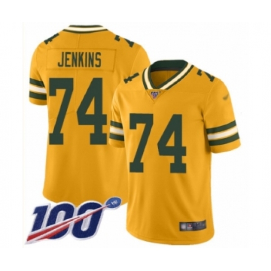 Men's Green Bay Packers #74 Elgton Jenkins Limited Gold Inverted Legend 100th Season Football Jersey - Ujersey