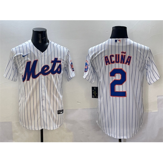 Men's New York Mets #2 Luisangel Acuna White Cool Base Stitched Baseball Jersey - Ujersey